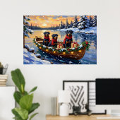 Rottweiler Weihnachtsboot Urlaub Poster (Heimbüro)