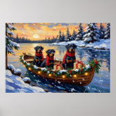 Rottweiler Weihnachtsboot Urlaub Poster (Vorne)
