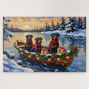 Rottweiler Weihnachtsboot Urlaub Puzzle