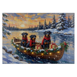 Rottweiler Weihnachtsboot Urlaub Schneidebrett