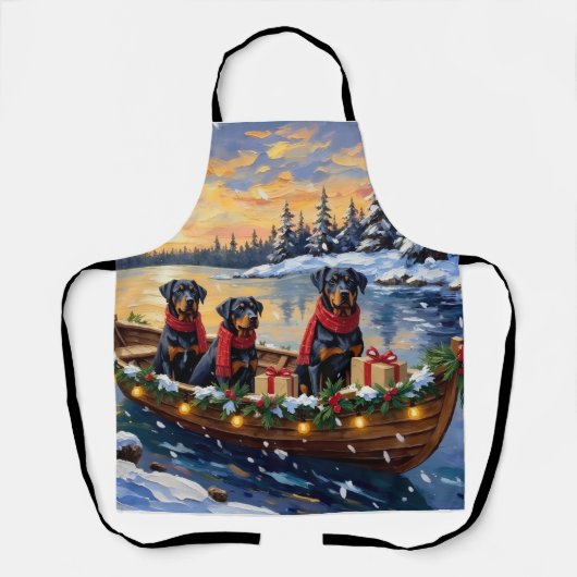 Rottweiler Weihnachtsboot Urlaub Schürze (Vorderseite)