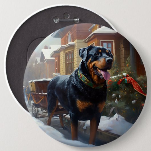 Rottweiler Weihnachtsfeiertage Button (Vorne & Hinten)