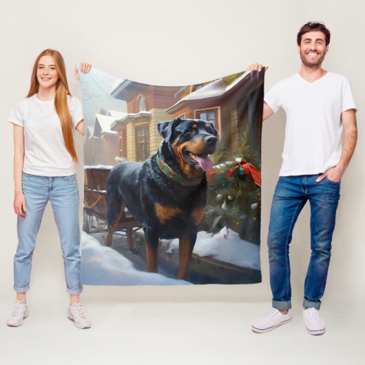 Rottweiler Weihnachtsfeiertage Fleecedecke (Beispiel)