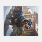 Rottweiler Weihnachtsfeiertage Fleecedecke (Vorderseite (Horizontal))