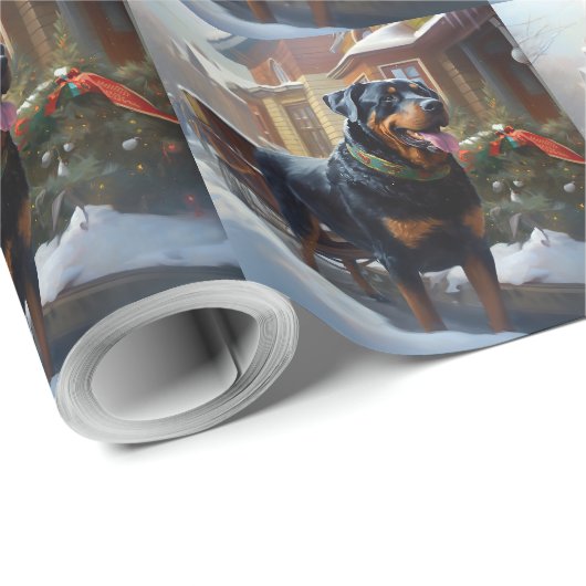 Rottweiler Weihnachtsfeiertage Geschenkpapier (Rolleneckpunkt)