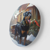 Rottweiler Weihnachtsfeiertage Große Wanduhr (Winkel)