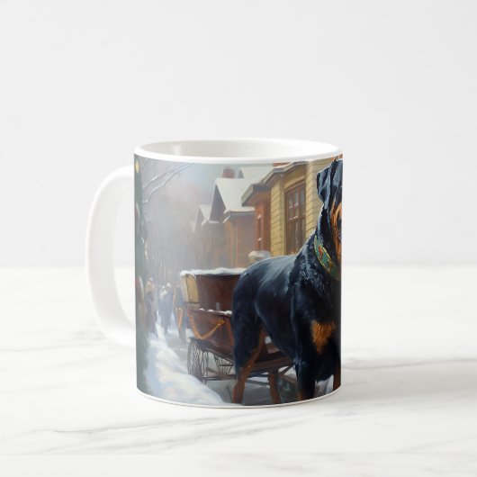 Rottweiler Weihnachtsfeiertage Kaffeetasse (Vorderseite Links)