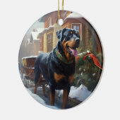 Rottweiler Weihnachtsfeiertage Keramik Ornament (Links)