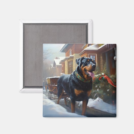 Rottweiler Weihnachtsfeiertage Magnet (Vorderseite/Rückseite)
