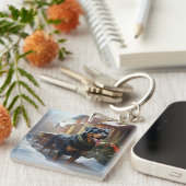 Rottweiler Weihnachtsfeiertage Schlüsselanhänger (Vorderseite rechts)