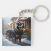Rottweiler Weihnachtsfeiertage Schlüsselanhänger (Rückseite)