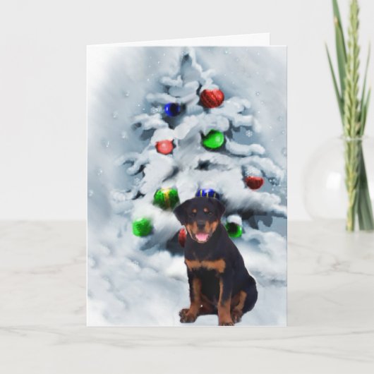Rottweiler Weihnachtsgeschenke Feiertagskarte (Vorderseite)
