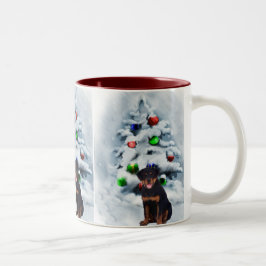 Rottweiler Weihnachtsgeschenke Zweifarbige Tasse