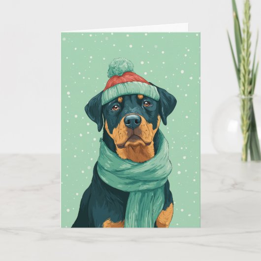 Rottweiler-Weihnachtsgruß Karte (Vorderseite)