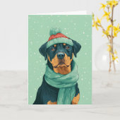 Rottweiler-Weihnachtsgruß Karte (Gelbe Blume)