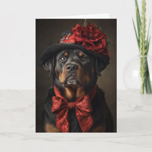 Rottweiler Weihnachtskarte Eleganter viktorianisch Feiertagskarte