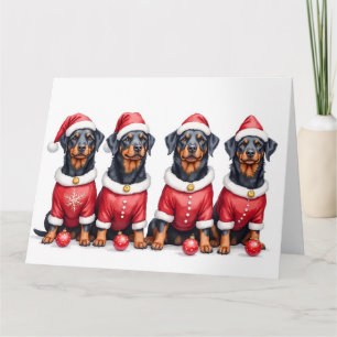 Rottweiler Weihnachtskleid Santa Hut Karte
