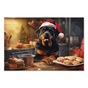 Rottweiler Weihnachtskost Feiertag Fotodruck