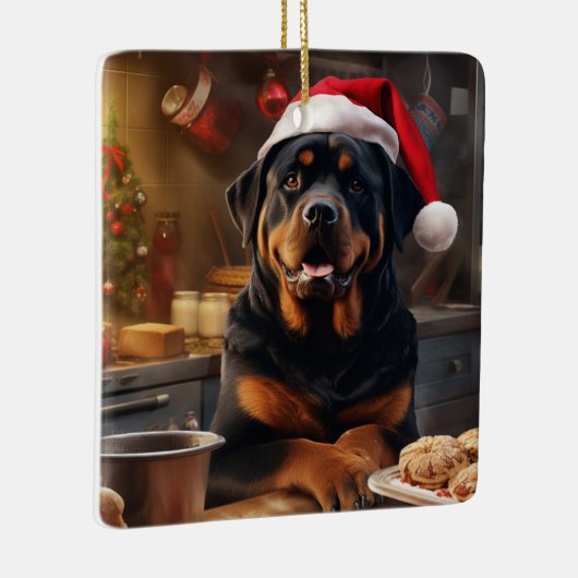 Rottweiler Weihnachtskost Feiertag Keramikornament (Rechts)