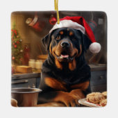 Rottweiler Weihnachtskost Feiertag Keramikornament (Vorderseite)