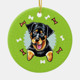 Rottweiler WeihnachtsKranz Keramikornament