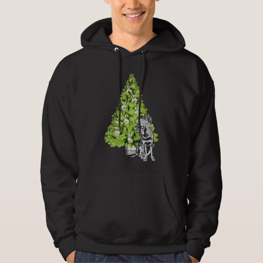 Rottweiler Weihnachtslandschaft mit Christbaum und Hoodie (Vorderseite)