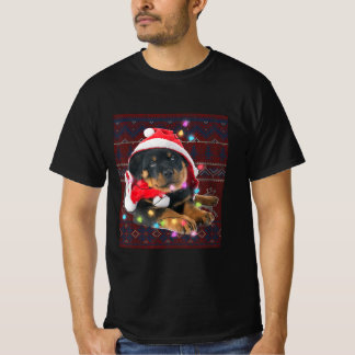 Rottweiler Weihnachtslicht Ugly Sweater Hund Lover T-Shirt