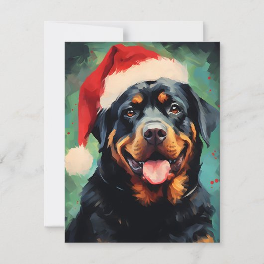 Rottweiler Weihnachtsmalerei Feiertagskarte (Vorderseite)