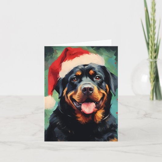 Rottweiler Weihnachtsmalerei Karte (Vorderseite)