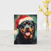 Rottweiler Weihnachtsmalerei Karte (Gelbe Blume)