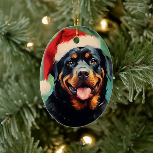Rottweiler Weihnachtsmalerei Keramik Ornament (Baum)