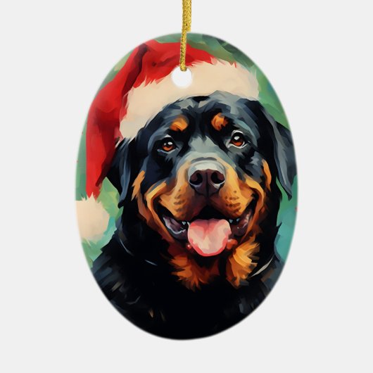 Rottweiler Weihnachtsmalerei Keramik Ornament (Vorne)