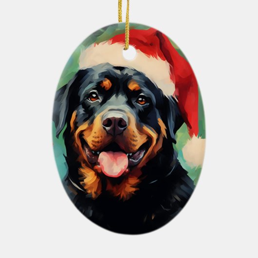 Rottweiler Weihnachtsmalerei Keramik Ornament (Hinten)
