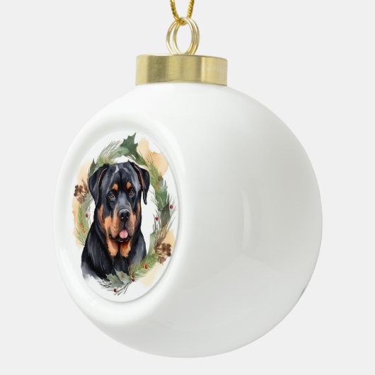 Rottweiler Weihnachtsmann Festliche Jungfrau Keramik Kugel-Ornament (Rechts)