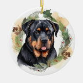 Rottweiler Weihnachtsmann Festliche Jungfrau Keramik Ornament (Vorne)