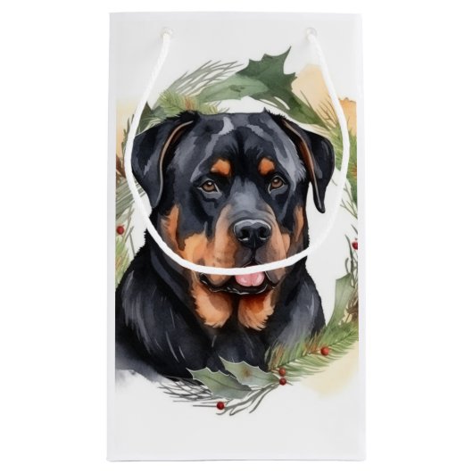 Rottweiler Weihnachtsmann Festliche Jungfrau Kleine Geschenktüte (Rückseite)