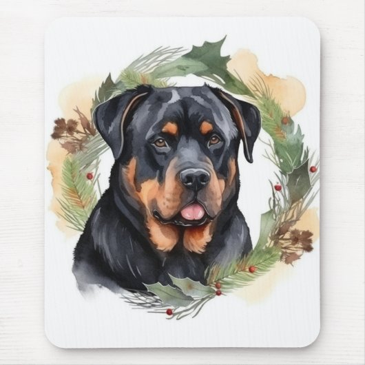 Rottweiler Weihnachtsmann Festliche Jungfrau Mousepad (Vorne)