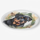 Rottweiler Weihnachtsmann Festliche Jungfrau Pappteller (Schrägansicht)