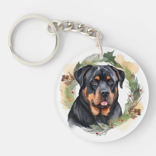 Rottweiler Weihnachtsmann Festliche Jungfrau Schlüsselanhänger (Vorderseite)