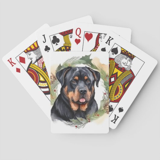 Rottweiler Weihnachtsmann Festliche Jungfrau Spielkarten (Rückseite)