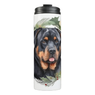 Rottweiler Weihnachtsmann Festliche Jungfrau Thermosbecher