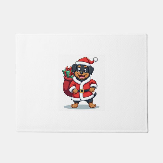Rottweiler Weihnachtsmann Helfer Fußmatte (Vorderseite)