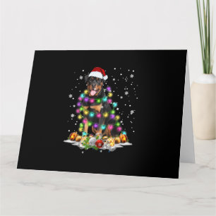 Rottweiler Weihnachtsmann Weihnachtsbaum Lichter W Karte