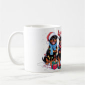 Rottweiler-Weihnachtsmannmütze gegen elf Weihnacht Kaffeetasse (Links)