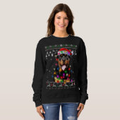 Rottweiler Weihnachtsmannmütze Weihnachtsbaum Lich Sweatshirt (Vorne ganz)