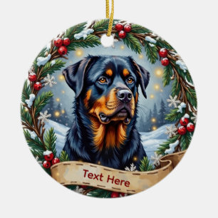 Rottweiler-Weihnachtsschmuck Keramik Ornament