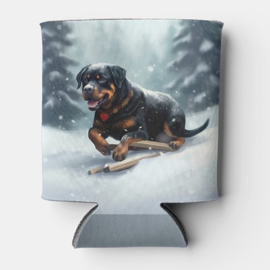 Rottweiler Weihnachtsschnee Winter Kissen Dosenkühler (Vorderseite)