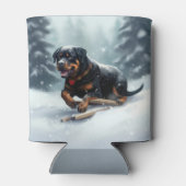 Rottweiler Weihnachtsschnee Winter Kissen Dosenkühler (Rückseite)