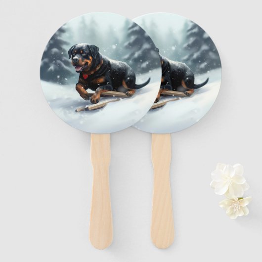 Rottweiler Weihnachtsschnee Winter Kissen Fächer (Vorne und Hinten)