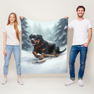 Rottweiler Weihnachtsschnee Winter Kissen Fleecedecke